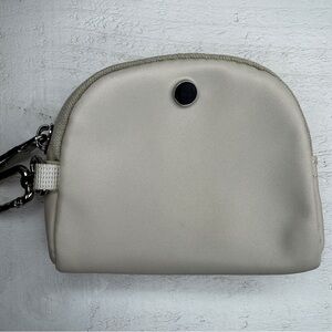 🤍 Mini Cream Zip Pouch w/ Silver Clip – Nylon Coin Purse Keychain